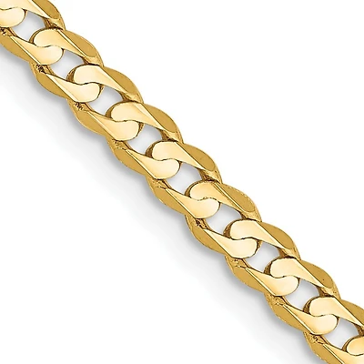 14KT Yellow Gold 18-inch 3MM Lobster Clasp Curb Chain