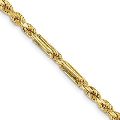 14KT Yellow Gold 22-inch 3MM Diamond-cut Milano Rope Chain