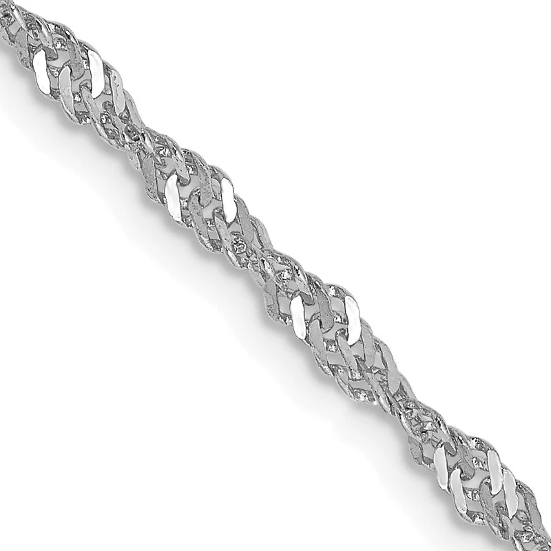 14KT White Gold 20-inch 2MM Diamond-cut Lobster Clasp Singapore Chain