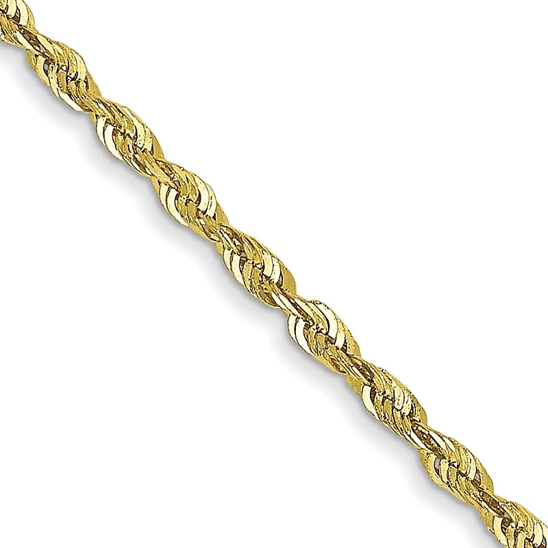 10KT Yellow Gold 20-inch 1.5MM Diamond-cut Lobster Clasp Rope Extra-Light Chain