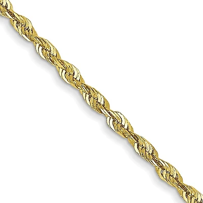 10KT Yellow Gold 20-inch 1.5MM Diamond-cut Lobster Clasp Rope Extra-Light Chain