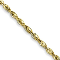 10KT Yellow Gold 20-inch 1.5MM Diamond-cut Lobster Clasp Rope Extra-Light Chain