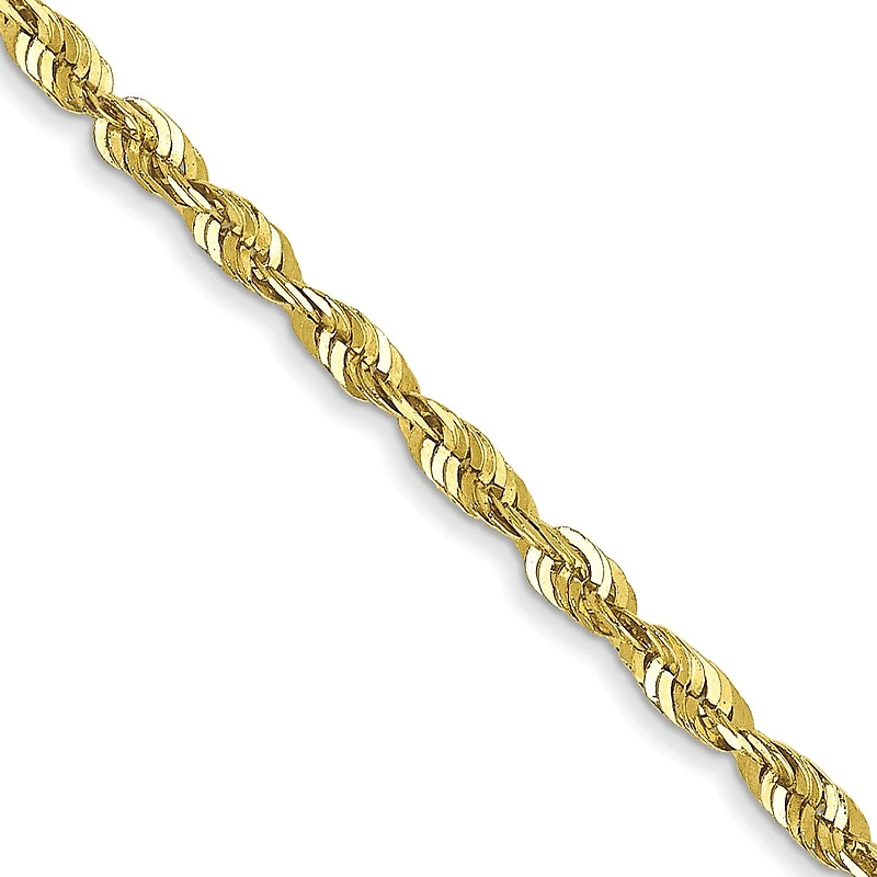 10KT Yellow Gold 24-inch 1.8MM Diamond-cut Lobster Clasp Rope Extra-Light Chain
