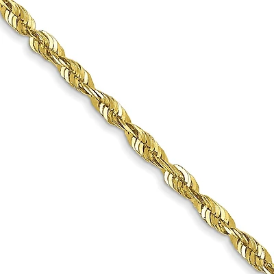 10KT Yellow Gold 24-inch 1.8MM Diamond-cut Lobster Clasp Rope Extra-Light Chain