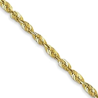 10KT Yellow Gold 24-inch 1.8MM Diamond-cut Lobster Clasp Rope Extra-Light Chain