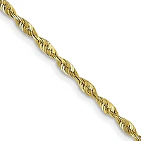 10KT Yellow Gold 16-inch 2MM Diamond-cut Lobster Clasp Rope Extra-Light Chain