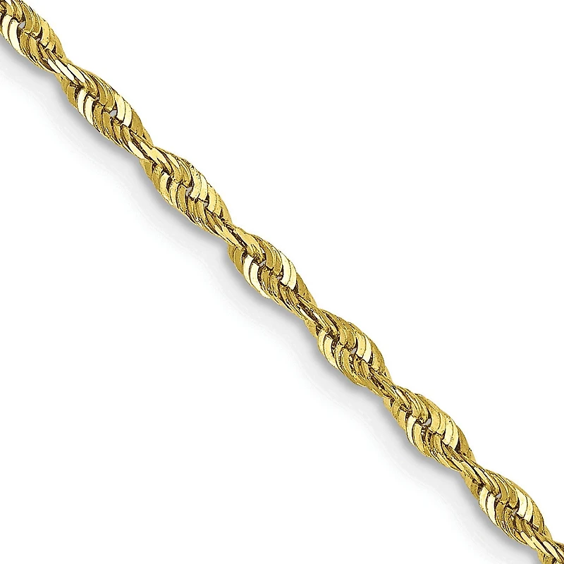 10KT Yellow Gold 20-inch 2MM Diamond-cut Lobster Clasp Rope Extra-LIght Chain