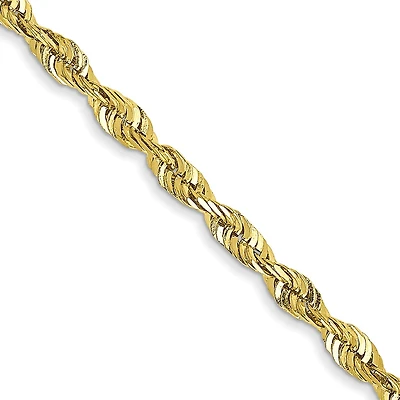 10KT Yellow Gold 24-inch 2.25MM Diamond-cut Lobster Clasp Rope Extra-Light Chain