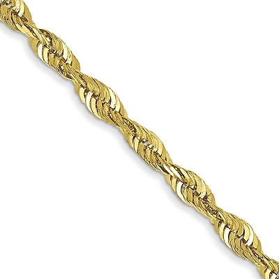 10KT Yellow Gold 18-inch 2.55MM Diamond-cut Lobster Clasp Rope Extra-Light Chain
