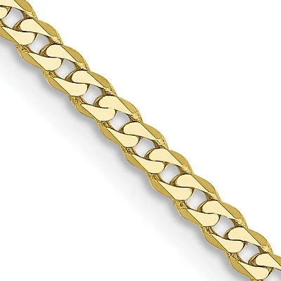 10KT Yellow Gold 16-inch 2.2MM Flat Beveled Curb Chain