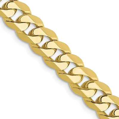 10KT Yellow Gold 22-inch 6.75MM Flat Beveled Curb Chain