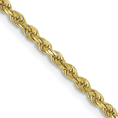 10KT Yellow Gold 30-inch 2.25MM Diamond-cut Lobster Clasp Rope Chain
