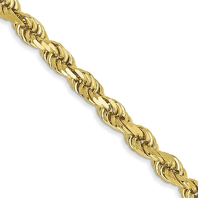 10KT Yellow Gold 22-inch 3.2MM Diamond-cut Lobster Clasp Rope Chain