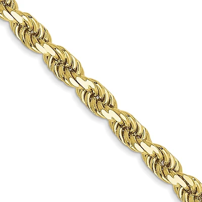 10KT Yellow Gold 22-inch 3.5MM Diamond-cut Lobster Clasp Rope Chain