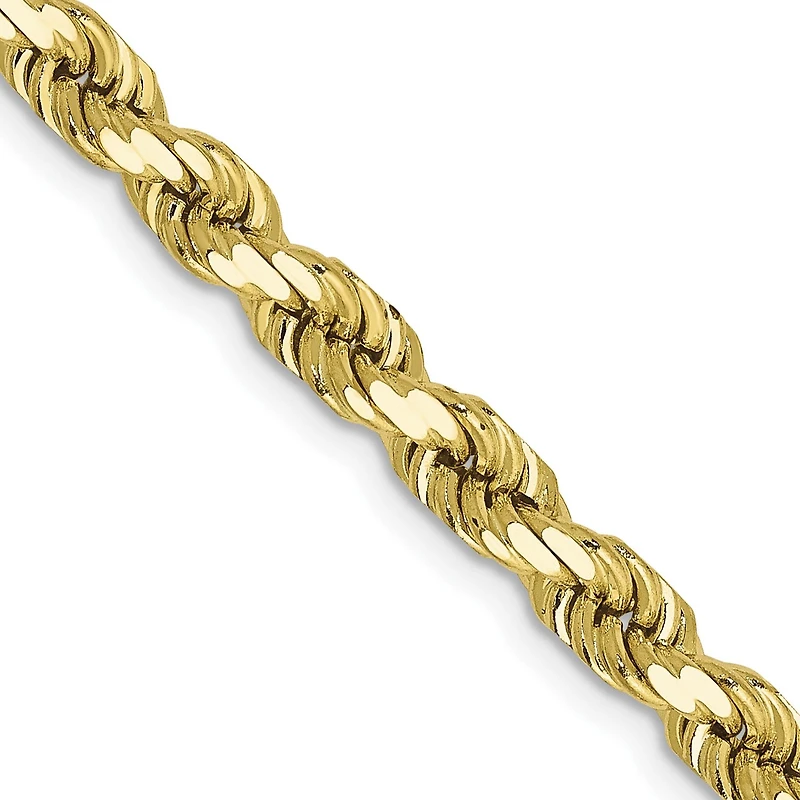 10KT Yellow Gold 18-inch 5MM Diamond-cut Lobster Clasp Rope Chain