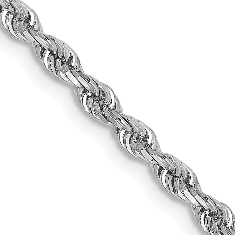 10KT White Gold 24-inch 2.75MM Diamond-cut Rope Chain