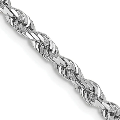 10KT White Gold 18-inch 3.35MM Diamond-cut Rope Chain