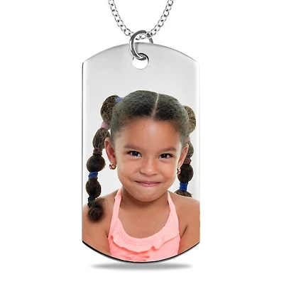Sterling Silver 22-inch Extra Large Dog Tag Photo Pendant. See Details*