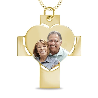 10K Yellow Gold 18-inch Cross Photo Pendant. See Details*
