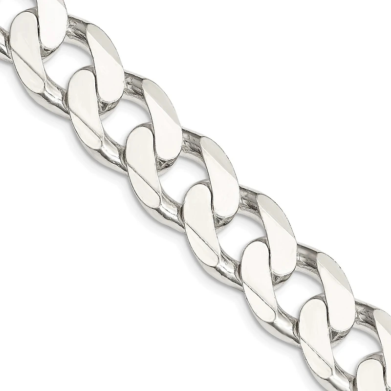 Sterling Silver 24-inch 15MM Lobster Clasp Curb Chain