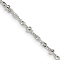 Sterling Silver 20-inch 2.5MM Beaded Singapore Chain