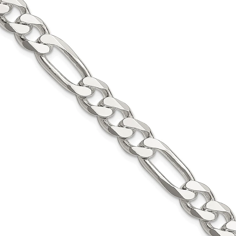 Sterling Silver 18-inch 8MM Lobster Clasp Figaro Chain
