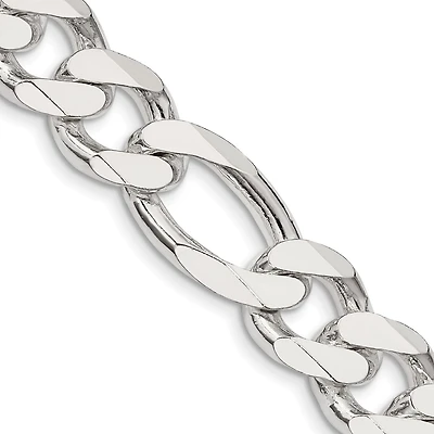 Sterling Silver 22-inch 13.5MM Lobster Clasp Figaro Chain