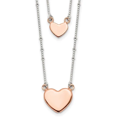 Sterling Silver 18-inch Heart Two Layer Necklace