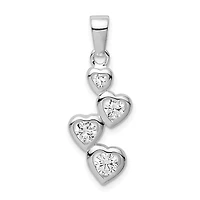 Sterling Silver Cubic Zirconia 30X11MM Heart Pendant. Chain Not Included