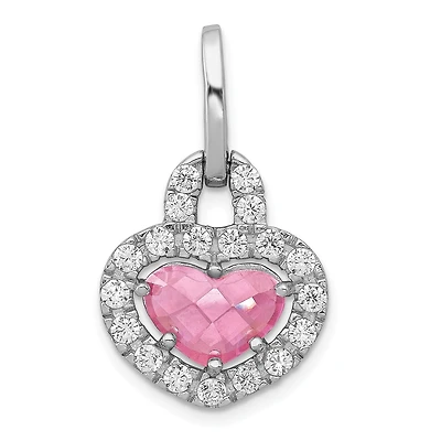 Sterling Silver Cubic Zirconia 27X16MM Heart Pendant. Chain Not Included