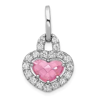 Sterling Silver Cubic Zirconia 27X16MM Heart Pendant. Chain Not Included