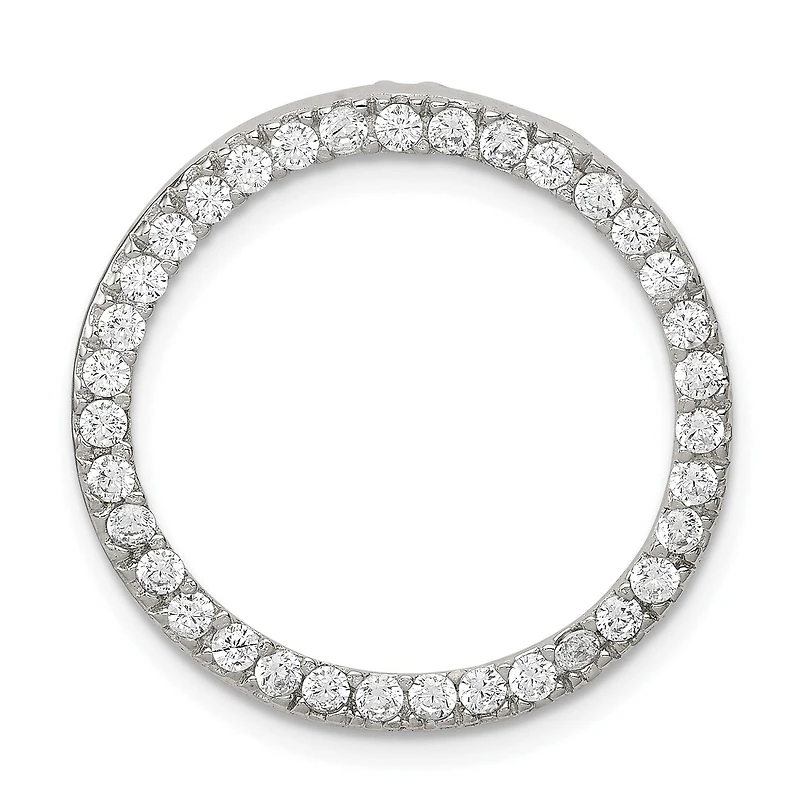 Sterling Silver Cubic Zirconia 24MM 24MM Circle Pendant. Chain Not Included