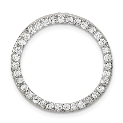 Sterling Silver Cubic Zirconia 24MM 24MM Circle Pendant. Chain Not Included