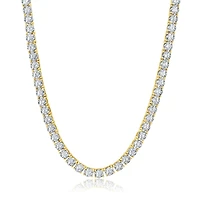 Luxe Layers 14KT Yellow Gold Plated Sterling Silver 3MM Round Cubic Zirconia 18-inch Tennis Necklace