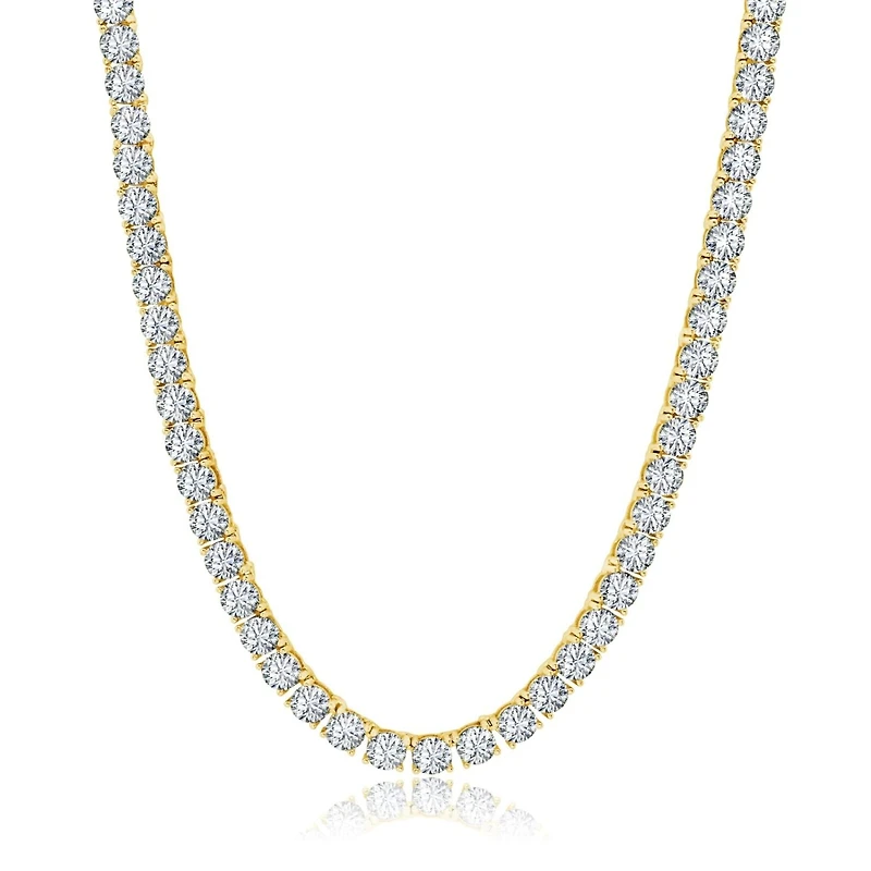 Luxe Layers 14KT Yellow Gold Plated Sterling Silver 3MM Round Cubic Zirconia 24-inch Tennis Necklace