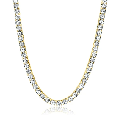 Luxe Layers 14KT Yellow Gold Plated Sterling Silver 4MM Round Cubic Zirconia 22-inch Tennis Necklace