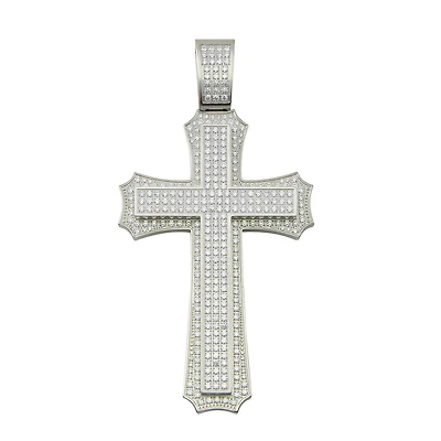 Luxe Layers Stainless Steel Cubic Zirconia Cross Extra Large Pendant-Chain Not Included