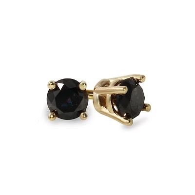 10K Yellow Gold 1/3 CTW Rd Black Diamond Stud Earrings