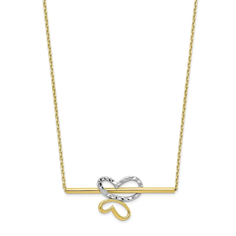 10KT Yellow Gold With Rhodium Plating 18-inch Diamond-cut Butterfly Necklace