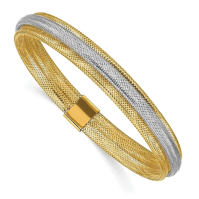 14KT White and Yellow Gold 8MM Stretch Bracelet