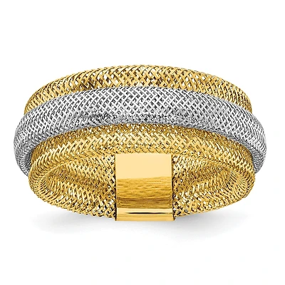 14KT White and Yellow Gold Stretch Mesh Ring