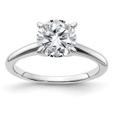 7.5MM Round Moissanite Solitaire Engagement Ring in 14KT White Gold; Size 6