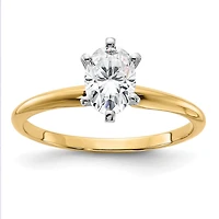 7X5MM Oval Moissanite Solitaire Engagement Ring in 14KT Yellow Gold; Size 8