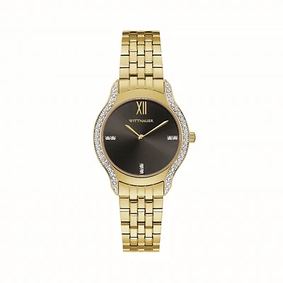 Wittnauer with 30MM Black Diamond Dial Stainless Steel Watch Band. WN4117