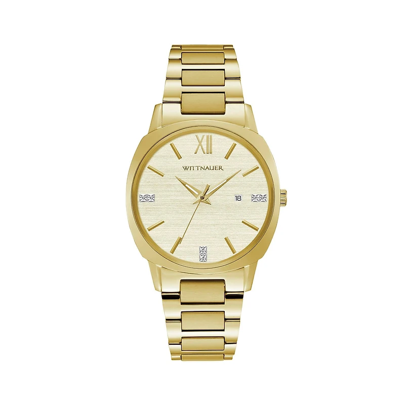 Wittnauer with 34MM Champagne Diamond Dial Stainless Steel Watch Band. WN4113