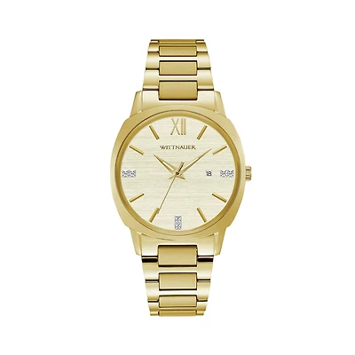 Wittnauer with 34MM Champagne Diamond Dial Stainless Steel Watch Band. WN4113