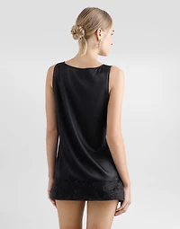 Satin tank top with DG logo pin