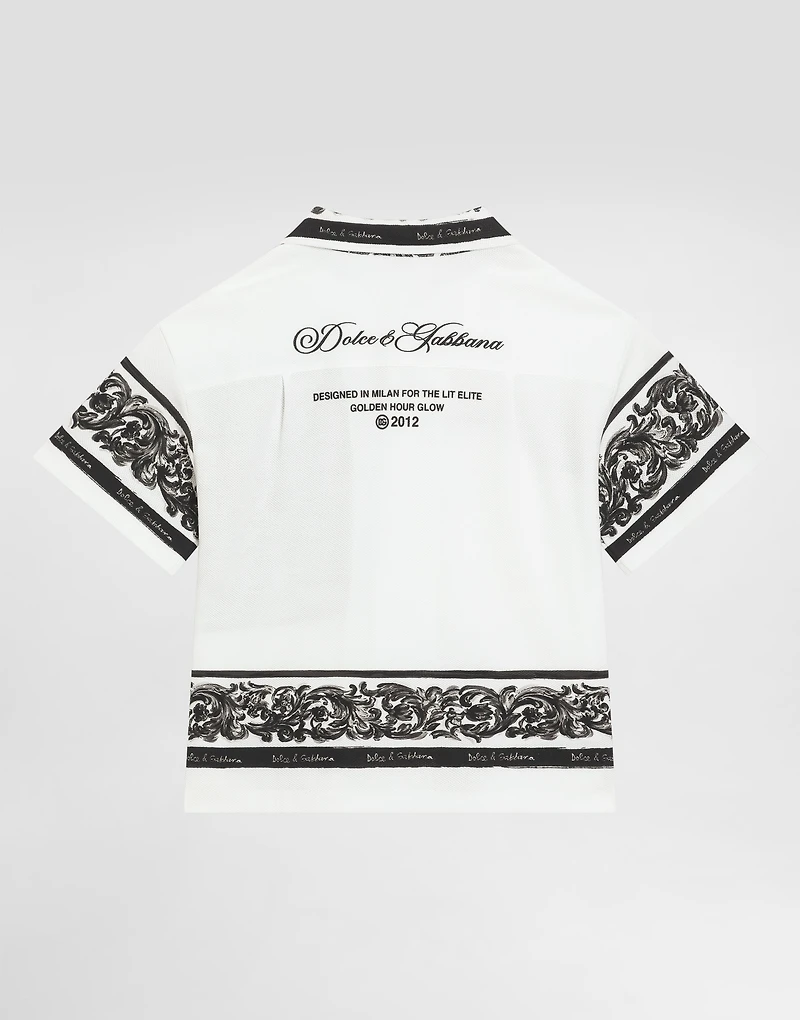 Majolica-print double piqué shirt