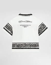 Majolica-print double piqué shirt