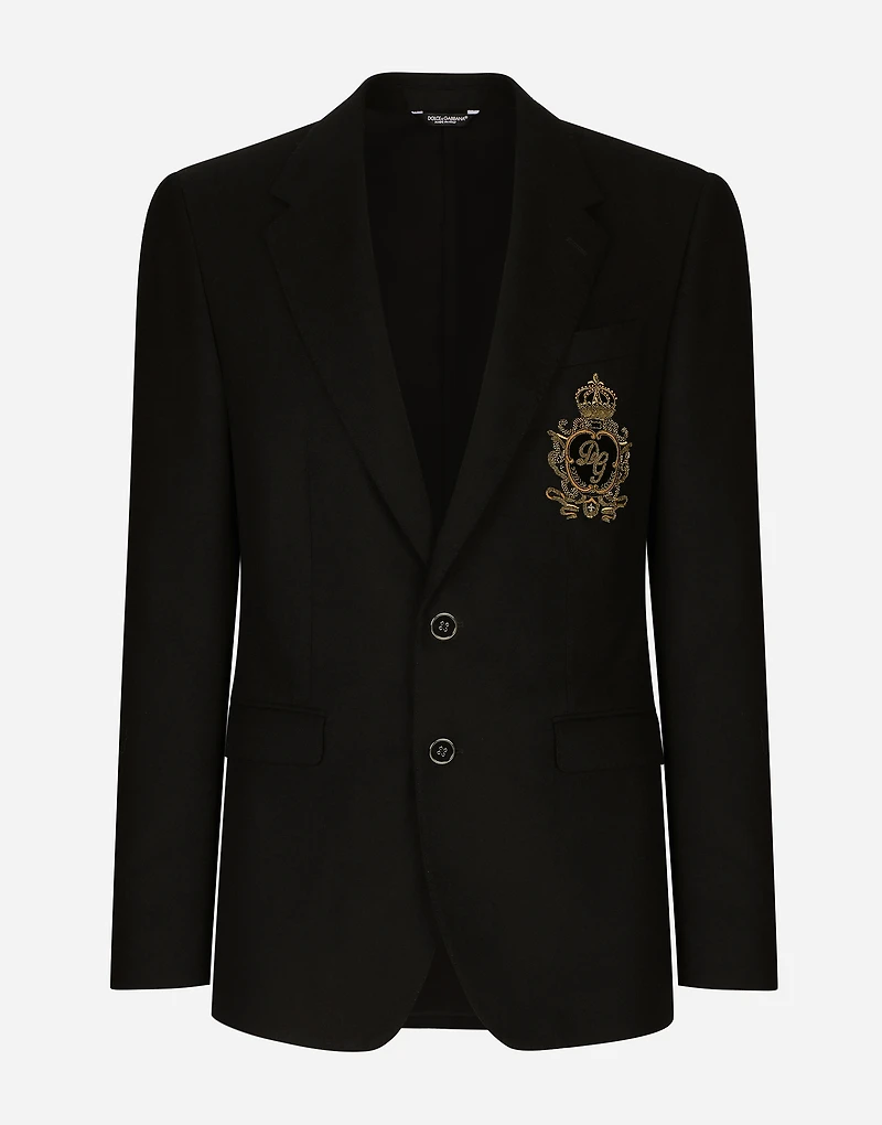Single-breasted wool and cashmere jacket with DG patch